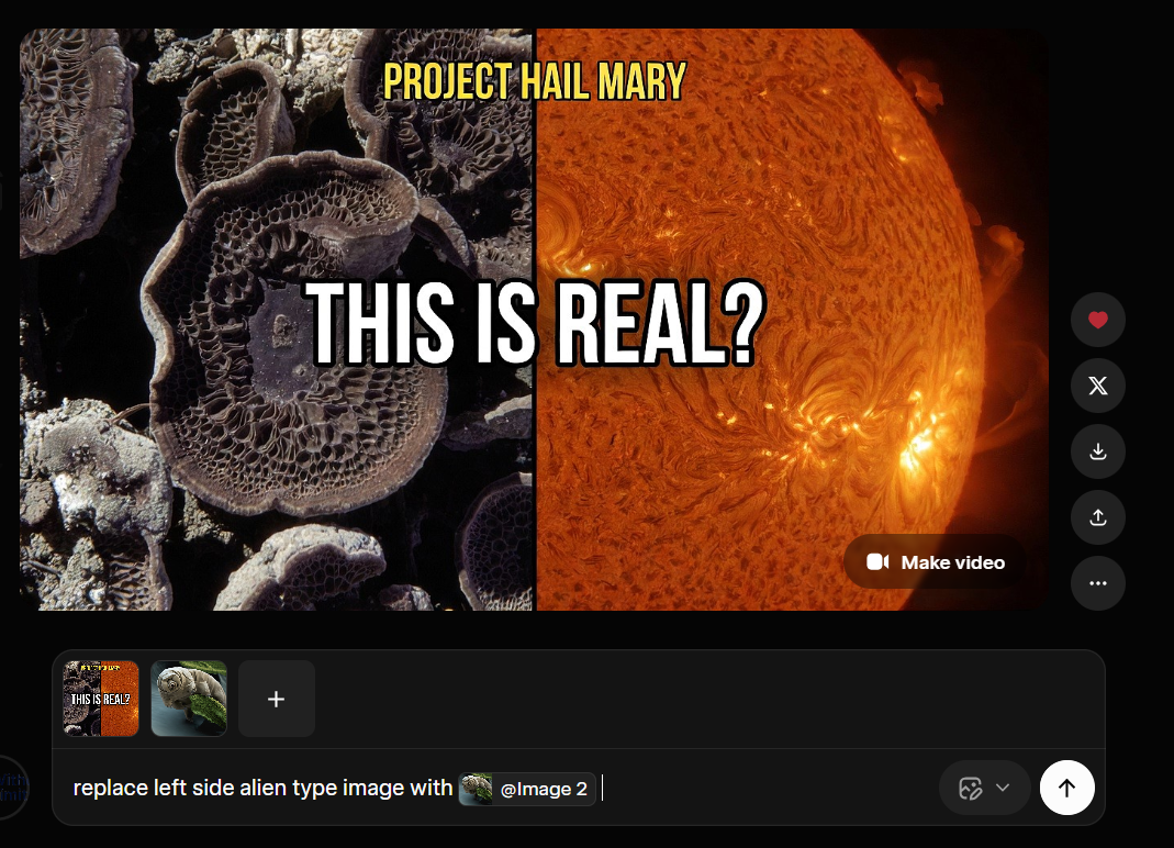 Grok Imagine components feature showing the prompt with reference images assigned using the @ symbol